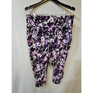 Livi Women's Purple Space Dye Stretch High Rise Cropped Leggings Size 18/20